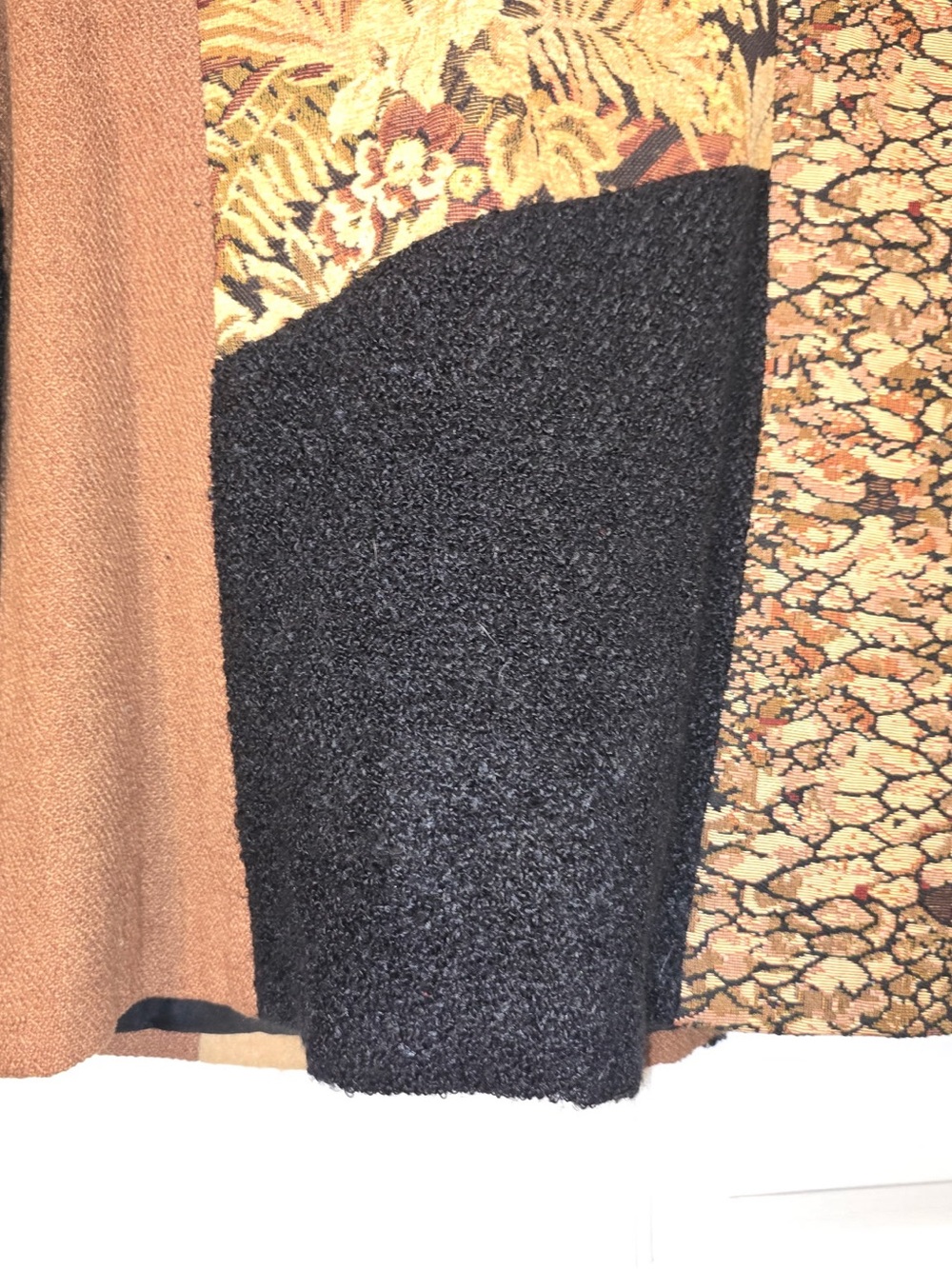 Allure Vintage Tapestry Patchwork Jacket Large NWT Embroidery Ribbon Tan Black - Picture 13 of 16